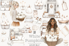 GlamArtZhanna, White Pumpkins png, Pumpkins clipart, Neutral Pumpkins png, Neutral autumn png, Neutral fall clipart, autumn clipart, Rustic autumn png, autumn girl clipart, Pumpkins girl png, White autumn png, Soft autumn png, Cozy autumn clipart, Cozy ho
