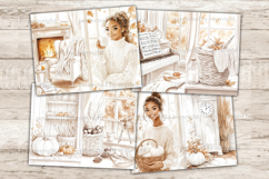 GlamArtZhanna, Neutral Autumn Junk Journal Kit, Pumpkins Junk Journal Pages, Cozy Fall Collage Sheet, White Pumpkins Scrapbook Paper, African American Woman Junk Journal Pages, Autumn Girl Digital Collage Sheet, Cozy Home Journal Card, Fall Journaling Pag