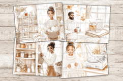 GlamArtZhanna, Neutral Autumn Junk Journal Kit, Pumpkins Junk Journal Pages, Cozy Fall Collage Sheet, White Pumpkins Scrapbook Paper, African American Woman Junk Journal Pages, Autumn Girl Digital Collage Sheet, Cozy Home Journal Card, Fall Journaling Pag