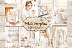 GlamArtZhanna, Neutral Autumn Junk Journal Pages, Pumpkins Junk Journal Paper, Cozy Fall Digital Collage Sheet, White Pumpkins Scrapbook Kit, American Woman Junk Journal Kit, Autumn Girl Journal Card, Cozy Home Journaling Pages, Fall Ephemera Pages, Autum