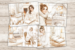 GlamArtZhanna, Neutral Autumn Junk Journal Pages, Pumpkins Junk Journal Paper, Cozy Fall Digital Collage Sheet, White Pumpkins Scrapbook Kit, American Woman Junk Journal Kit, Autumn Girl Journal Card, Cozy Home Journaling Pages, Fall Ephemera Pages, Autum