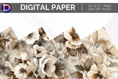 Neutral Beige Flowers Digital Paper Product Image 1