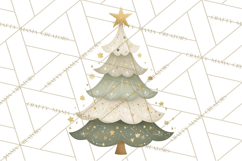 Neutral Christmas Tree Clipart Modern Minimalist Holiday PNG Product Image 3