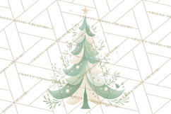 Neutral Christmas Tree Clipart Modern Minimalist Holiday PNG Product Image 4