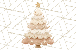 Neutral Christmas Tree Clipart Modern Minimalist Holiday PNG Product Image 2