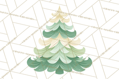 Neutral Christmas Tree Clipart Modern Minimalist Holiday PNG Product Image 4