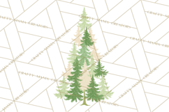 Neutral Christmas Tree Clipart Modern Minimalist Holiday PNG Product Image 5