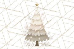 Neutral Christmas Tree Clipart Modern Minimalist Holiday PNG Product Image 4