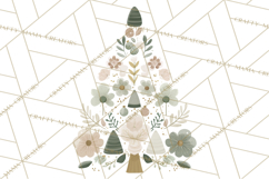 Neutral Christmas Tree Clipart Modern Minimalist Holiday PNG Product Image 4