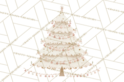 Neutral Christmas Tree Clipart Modern Minimalist Holiday PNG Product Image 5
