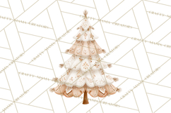 Neutral Christmas Tree Clipart Modern Minimalist Holiday PNG Product Image 2