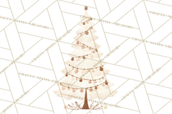 Neutral Christmas Tree Clipart Modern Minimalist Holiday PNG Product Image 5