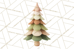 Neutral Christmas Tree Clipart Modern Minimalist Holiday PNG Product Image 5