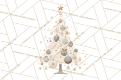 Neutral Christmas Tree Clipart Modern Minimalist Holiday PNG Product Image 3