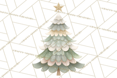 Neutral Christmas Tree Clipart Modern Minimalist Holiday PNG Product Image 4