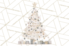 Neutral Christmas Tree Clipart Modern Minimalist Holiday PNG Product Image 5