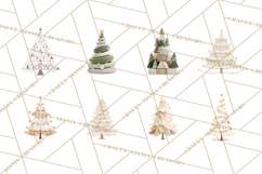 Neutral Christmas Tree Clipart Modern Minimalist Holiday PNG Product Image 6
