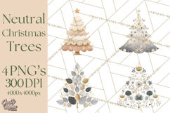 Neutral Christmas Tree Clipart Modern Minimalist Holiday PNG Product Image 1
