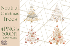 Neutral Christmas Tree Clipart Modern Minimalist Holiday PNG Product Image 1