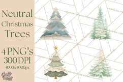 Neutral Christmas Tree Clipart Modern Minimalist Holiday PNG Product Image 1