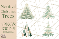 Neutral Christmas Tree Clipart Modern Minimalist Holiday PNG Product Image 1