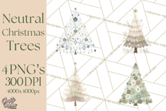 Neutral Christmas Tree Clipart Modern Minimalist Holiday PNG Product Image 1
