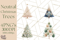 Neutral Christmas Tree Clipart Modern Minimalist Holiday PNG Product Image 1