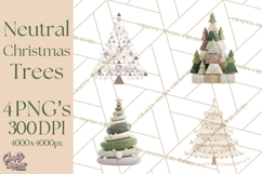 Neutral Christmas Tree Clipart Modern Minimalist Holiday PNG Product Image 1