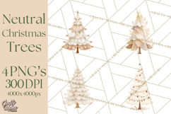 Neutral Christmas Tree Clipart Modern Minimalist Holiday PNG Product Image 1