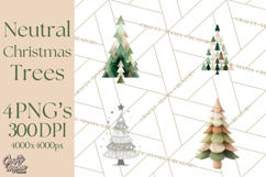 Neutral Christmas Tree Clipart Modern Minimalist Holiday PNG Product Image 1