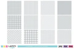 Light gray and white digital papers featuring classic plaid designs