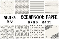 Neutral Love Wedding Scrapbook Paper, 8 Wedding Papers Product Image 1