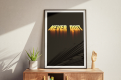Never Quit Motivational Quote Design for Poster PNG PSD JPG