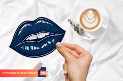Navy Blue lips Sticker, Navy Blue Lips Aesthetic Sticker Product Image 1