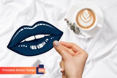 Navy Blue lips Sticker, Navy Blue Lips Aesthetic Sticker Product Image 1