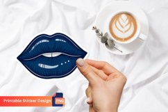 Navy Blue lips Sticker, Navy Blue Lips Aesthetic Sticker Product Image 1