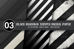 Black Diagonal Stripes Digital Paper Product Image 1