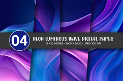 Neon Luminous Wave Digital Paper Product Image 1