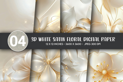 3D White Satin Floral Digital Paper Product Image 1