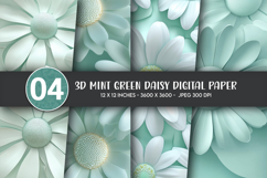 3D Mint Green Daisy Digital Paper Product Image 1