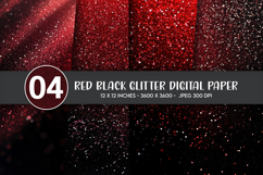 Red Black Glitter Digital Paper Product Image 1