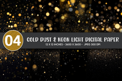Gold Dust &amp; Neon Light Digital Paper Product Image 1
