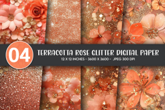 Terracotta Rose Glitter Digital Paper Product Image 1