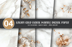 Luxury Gold Floral Marble Digital Paper Product Image 1