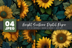 Bright Sunflower Digital Paper Product Image 1