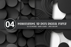 Monochrome 3D Dots Digital Paper Product Image 1