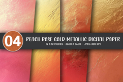 Peach Rose Gold Metallic Digital Paper Product Image 1