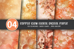 Copper Glow Floral Digital Paper Product Image 1