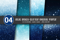 Blue Bokeh Glitter Digital Paper Product Image 1