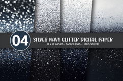 Silver Navy Glitter Digital Paper Product Image 1